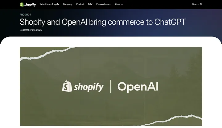 Titular de Shopify: Shopify y OpenAI llevan el comercio a ChatGPT